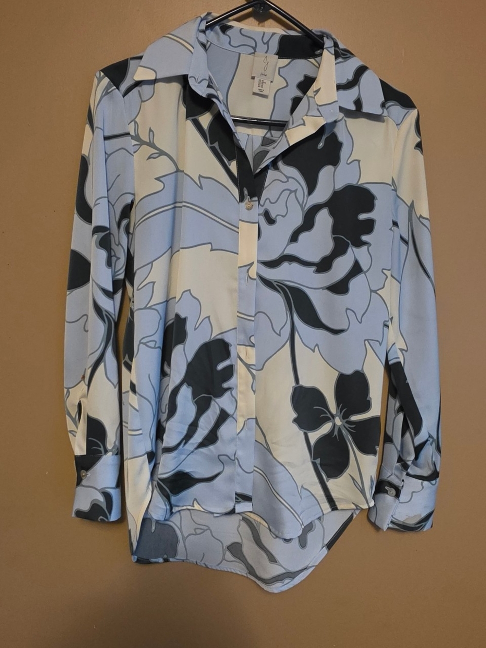 Joie Light Blue and Navy Blue Floral Blouse